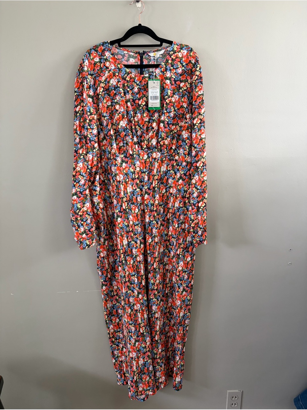 Boden Long Sleeve Midi Dress Colorful Floral Size 20/22R NWT - Picture 2 of 6